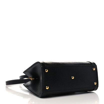 Gucci Textured Dollar Calfskin Web Mini Diana Tote Bag Black 3 of 5