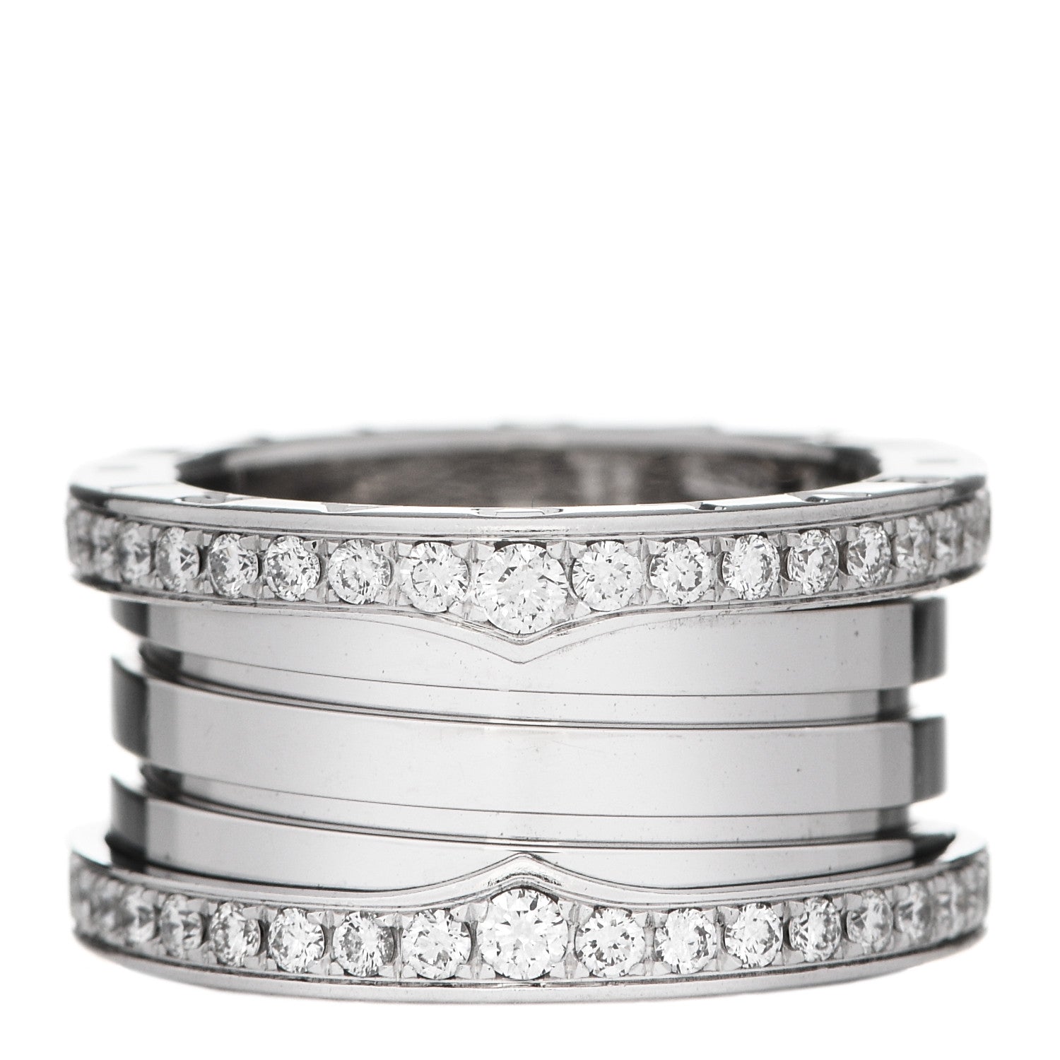 Bulgari 18K White Gold Diamond B.Zero1 Four-Band Pave Ring 52 6 1 of 6