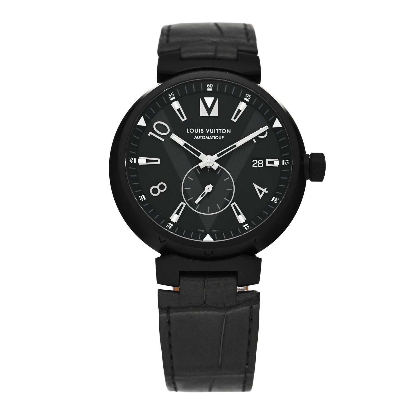Stainless Steel Alligator 41mm Tambour Automatic Watch Black