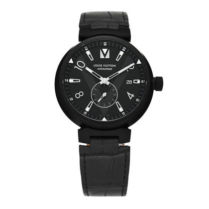 Louis Vuitton Stainless Steel Alligator 41mm Tambour Automatic Watch Black 1 of 5