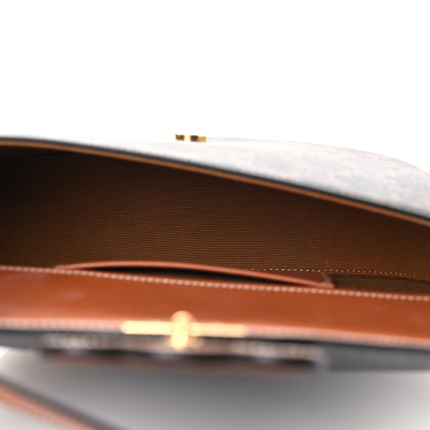 Calfskin Triomphe Canvas Besace Tan