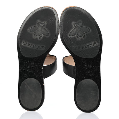 Gucci Calfskin GG Marmont Thong Sandals 38.5 Black 5 of 7