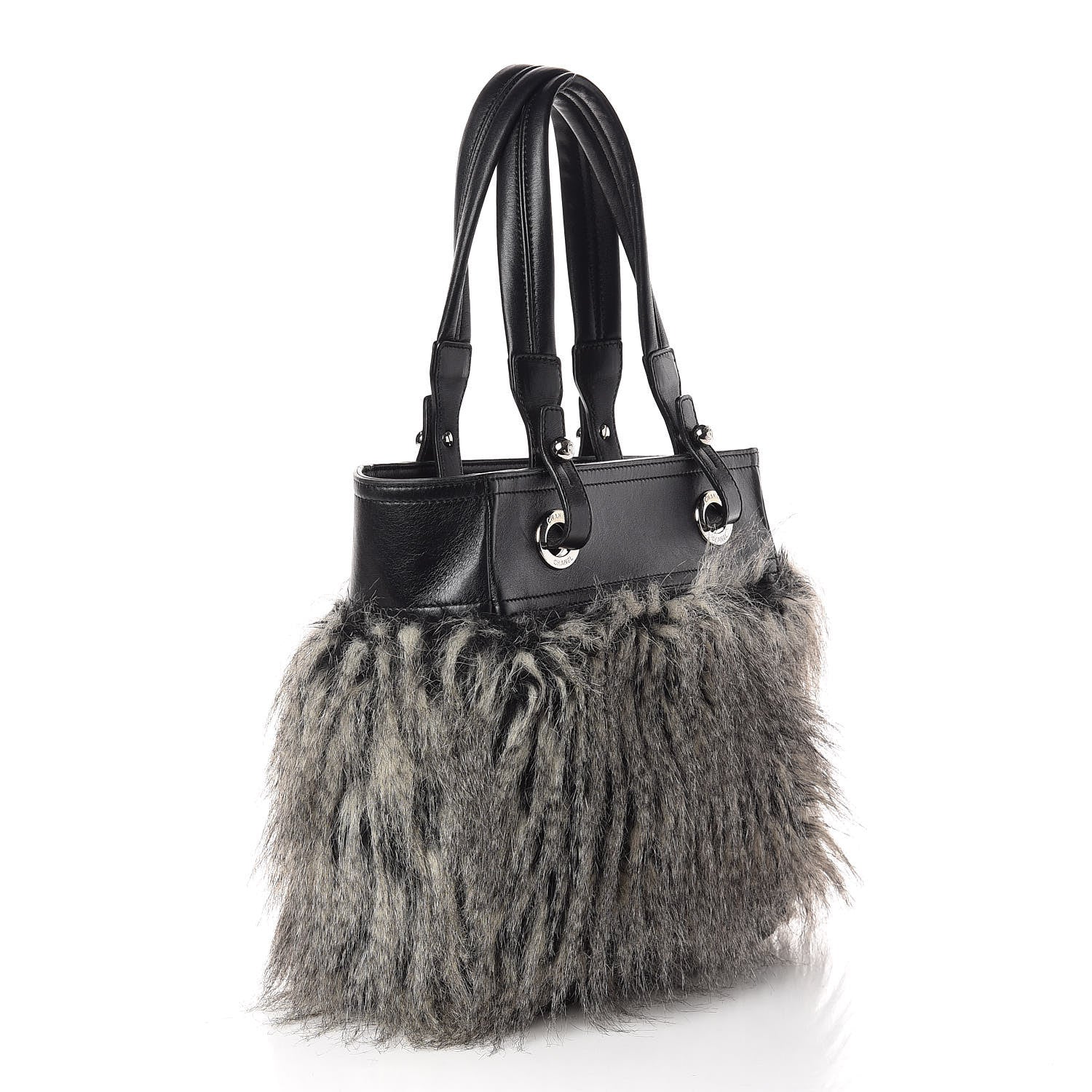 Chanel Calfskin Fantasy Fur Shopper Tote Black 3 of 13