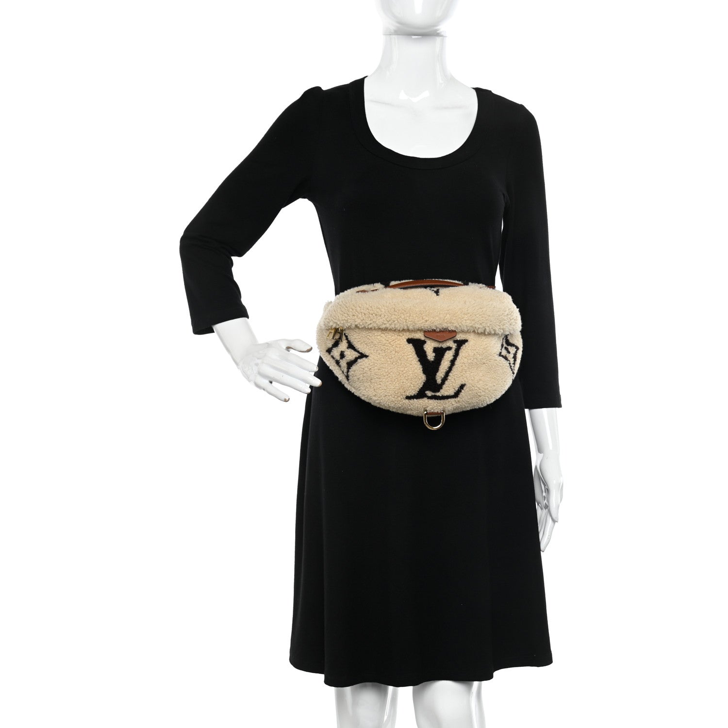 Louis Vuitton Shearling Monogram LV Ski Bumbag Cream Brown 2 of 10