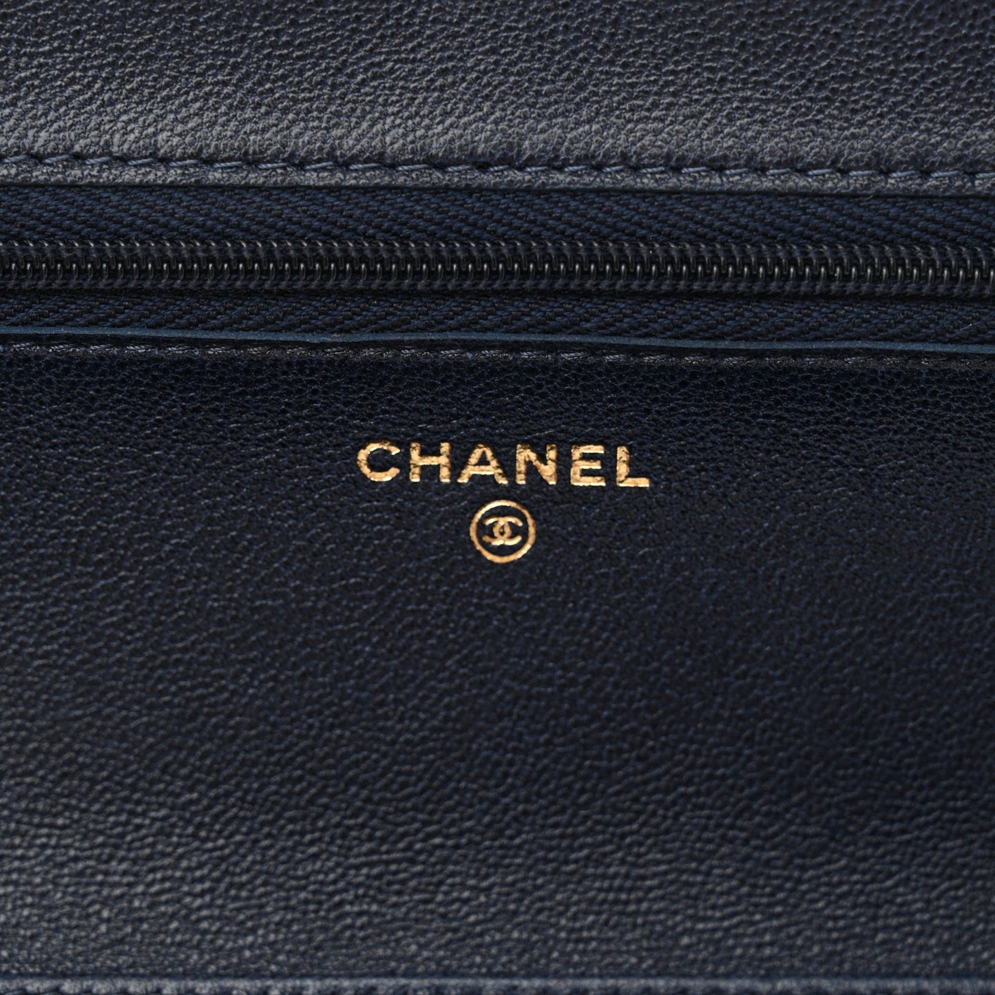 Lambskin Quilted CC Wallet On Chain WOC Dark Blue