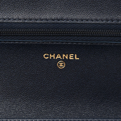 Chanel Lambskin Quilted CC Wallet On Chain WOC Dark Blue 6 of 11