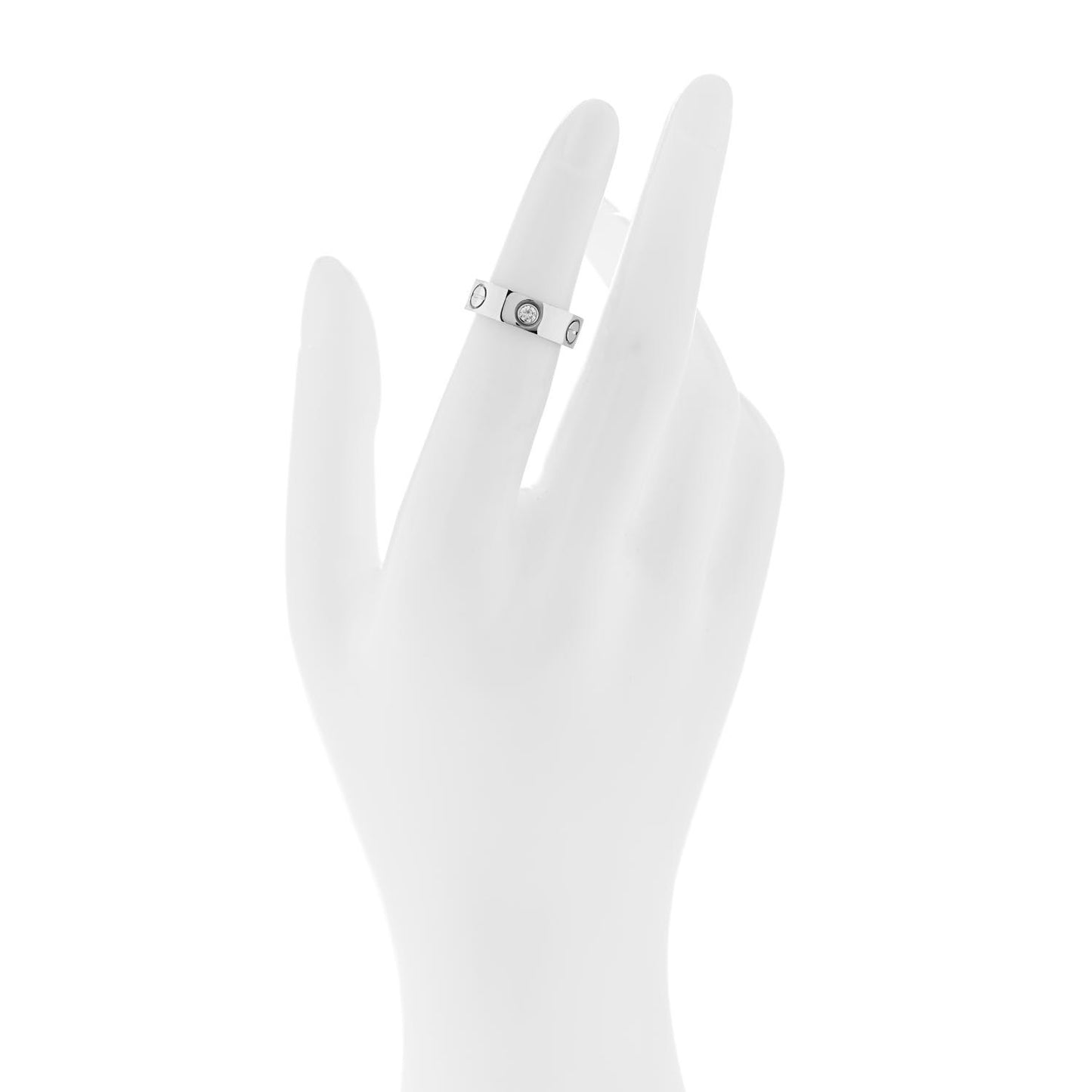 18K White Gold 3 Diamond 5.5mm LOVE Ring 47 4.25