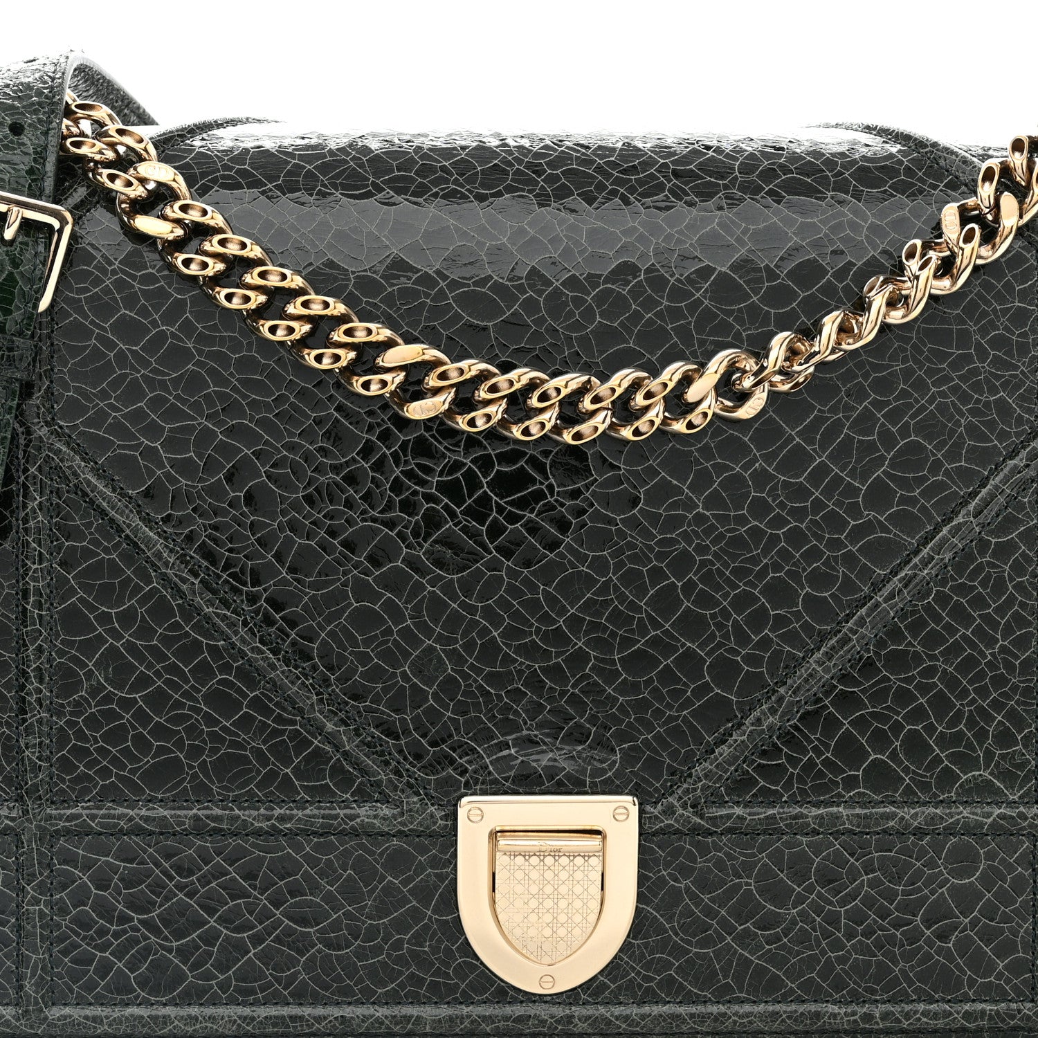 Christian Dior Ceramic Effect Deerskin Large Diorama Flap Bag Malachite Green 8 of 13