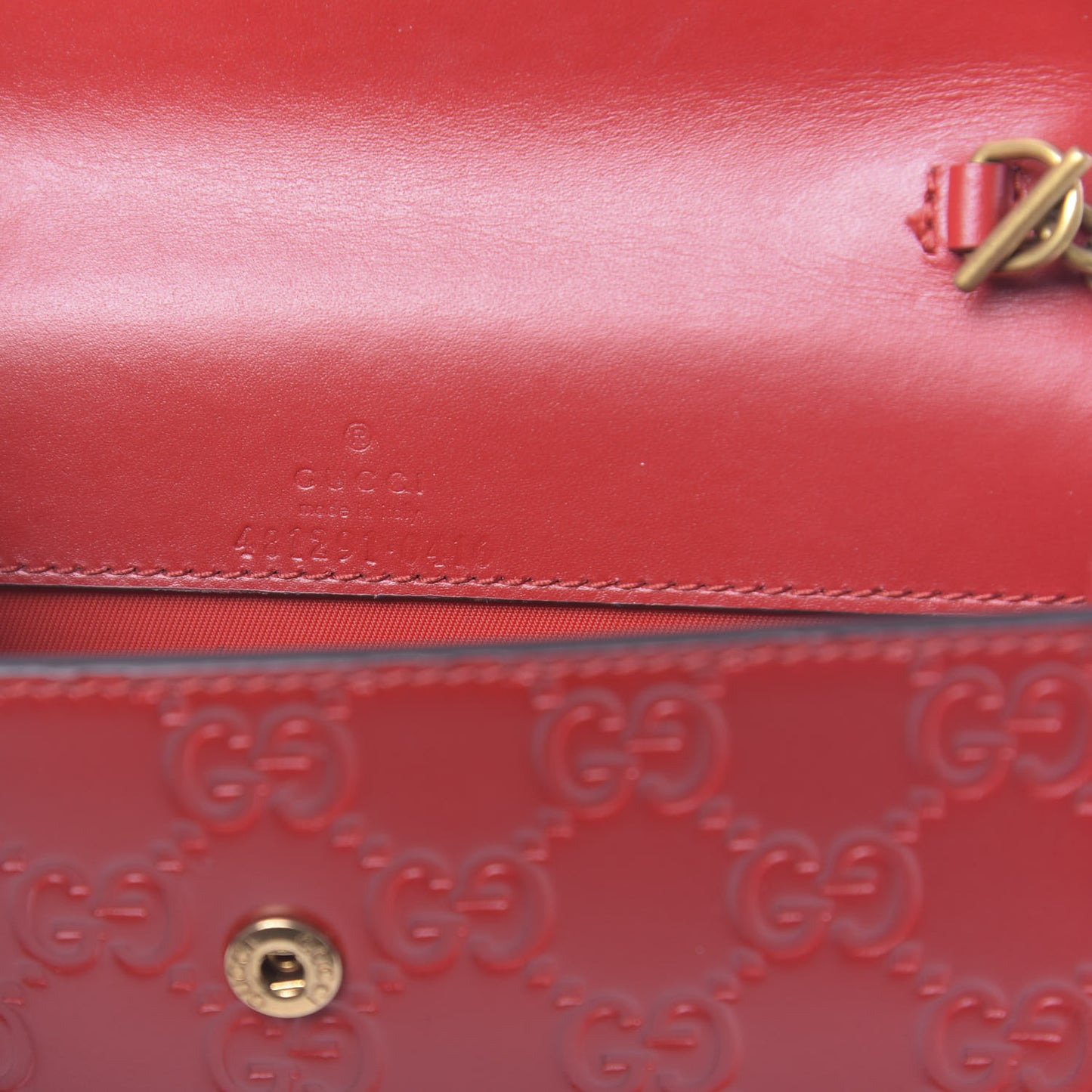 Guccissima Mini Cherry Chain Bag Hibiscus Red
