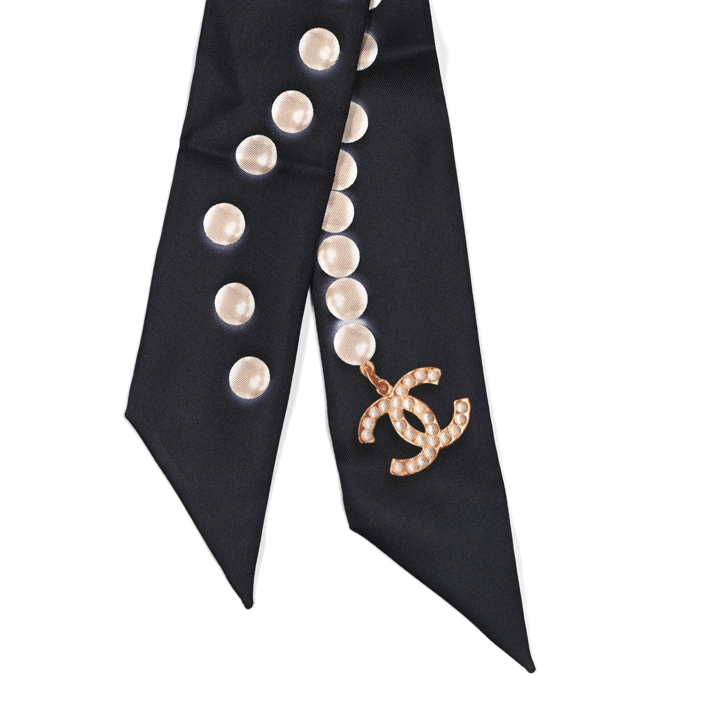 Silk Pearl CC Slim Bandeau Scarf Navy