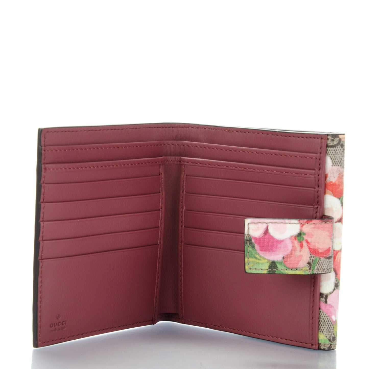 GG Supreme Monogram Blooms French Flap Wallet Beige Multicolor Dry Rose