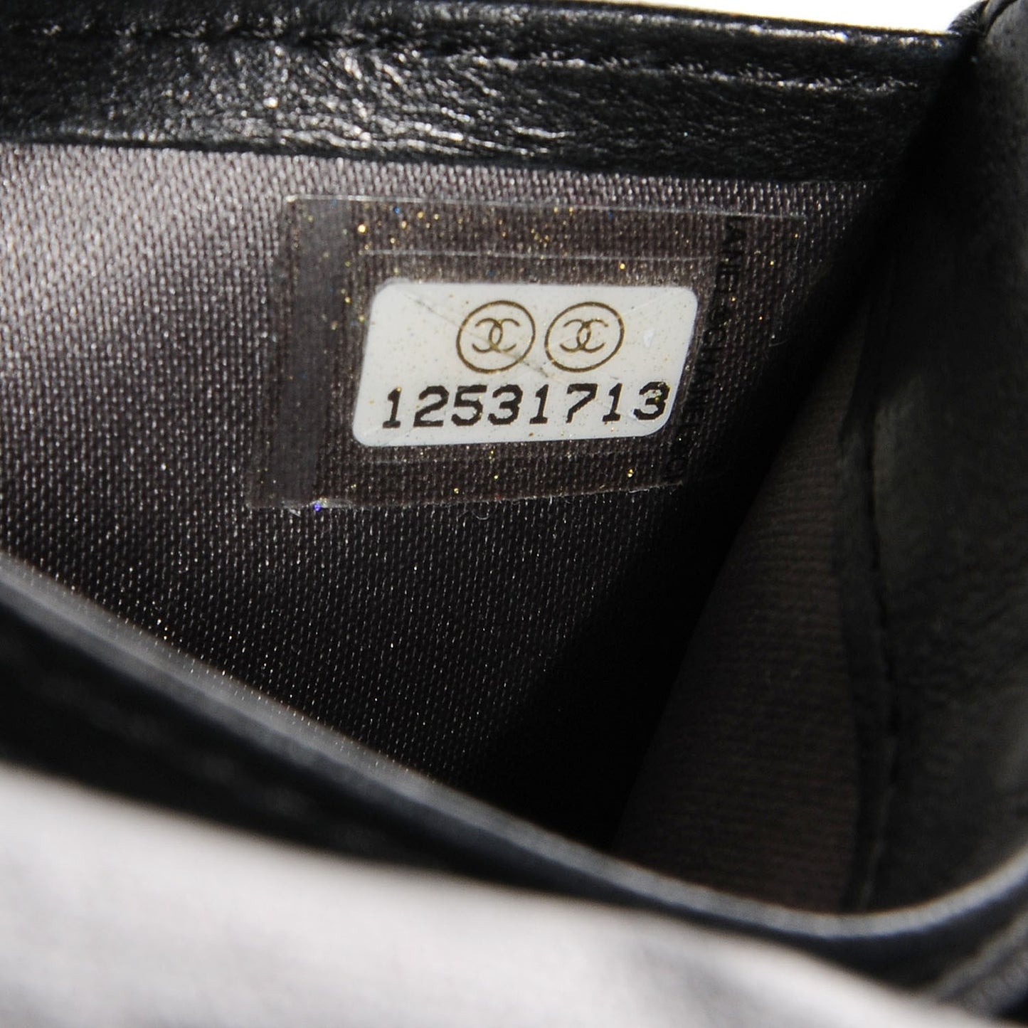 Lambskin Camellia Embossed Yen Wallet Black