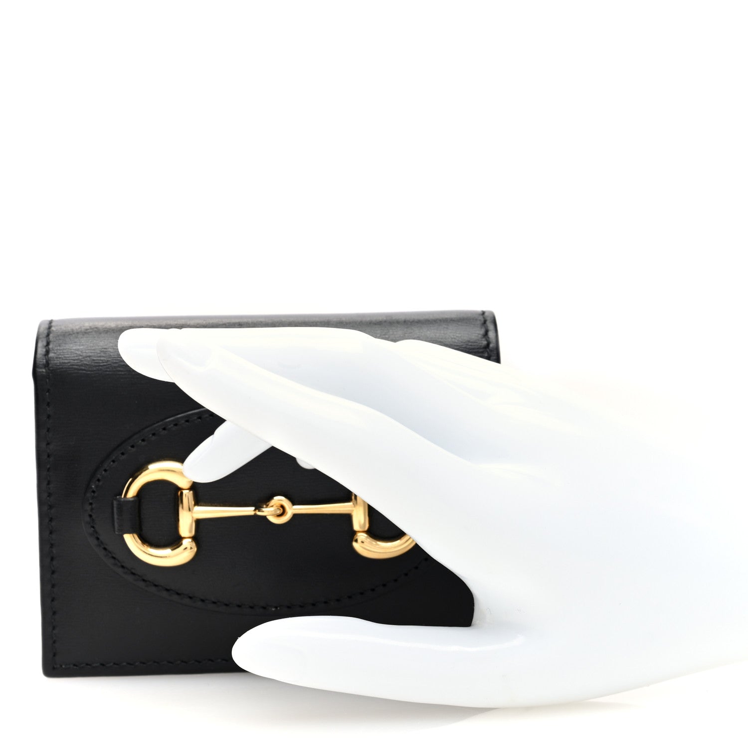Gucci Boarded Plutone Calfskin Horsebit 1955 Card Case Wallet Black 2 of 6