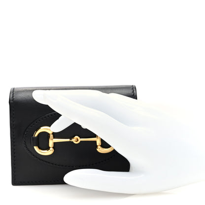 Gucci Boarded Plutone Calfskin Horsebit 1955 Card Case Wallet Black 2 of 6