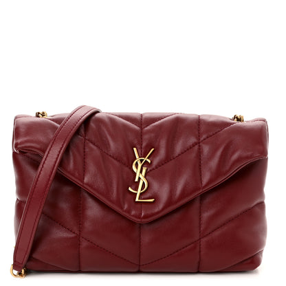 Saint Laurent Lambskin Quilted Mini Loulou Puffer Monogram Chain Satchel Red 1 of 11