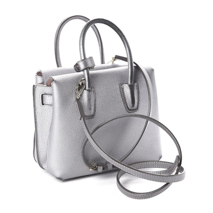 MCM Metallic Grained Calfskin Mini Milla Tote Spike Silver 4 of 13