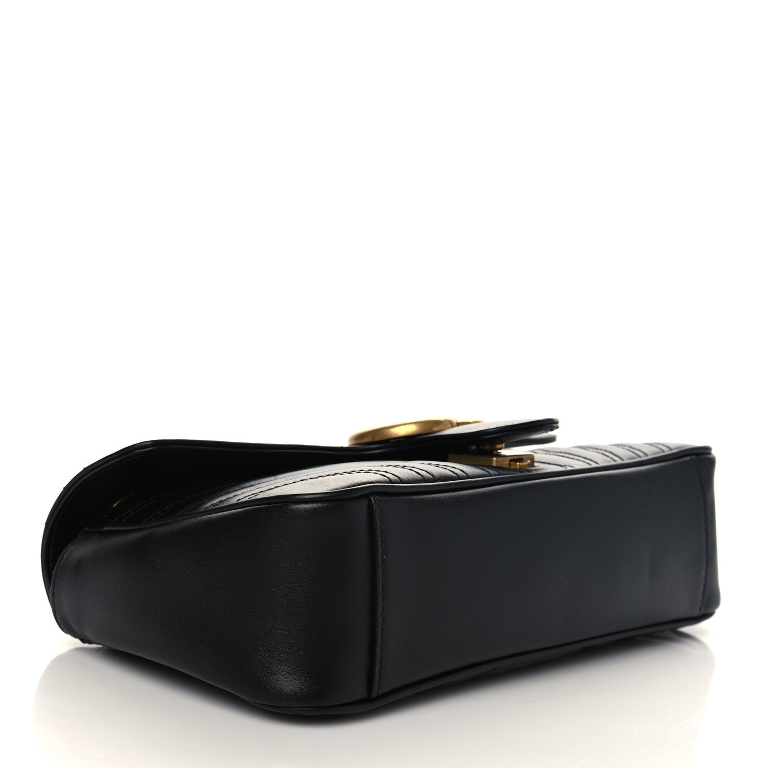 Gucci Calfskin Matelasse Small GG Marmont Shoulder Bag Black 4 of 7