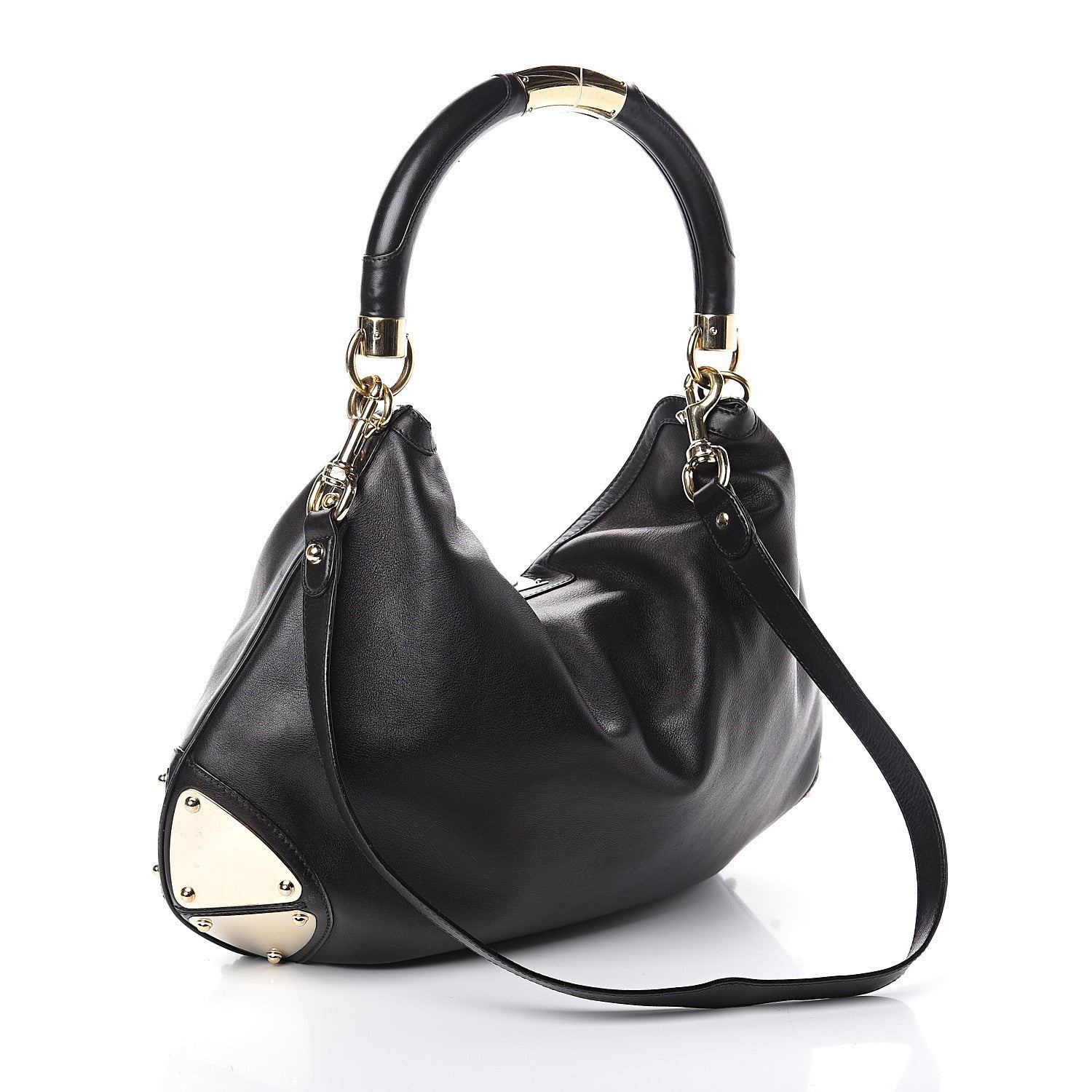Gucci Calfskin Large Indy Top Handle Hobo Black 2 of 8