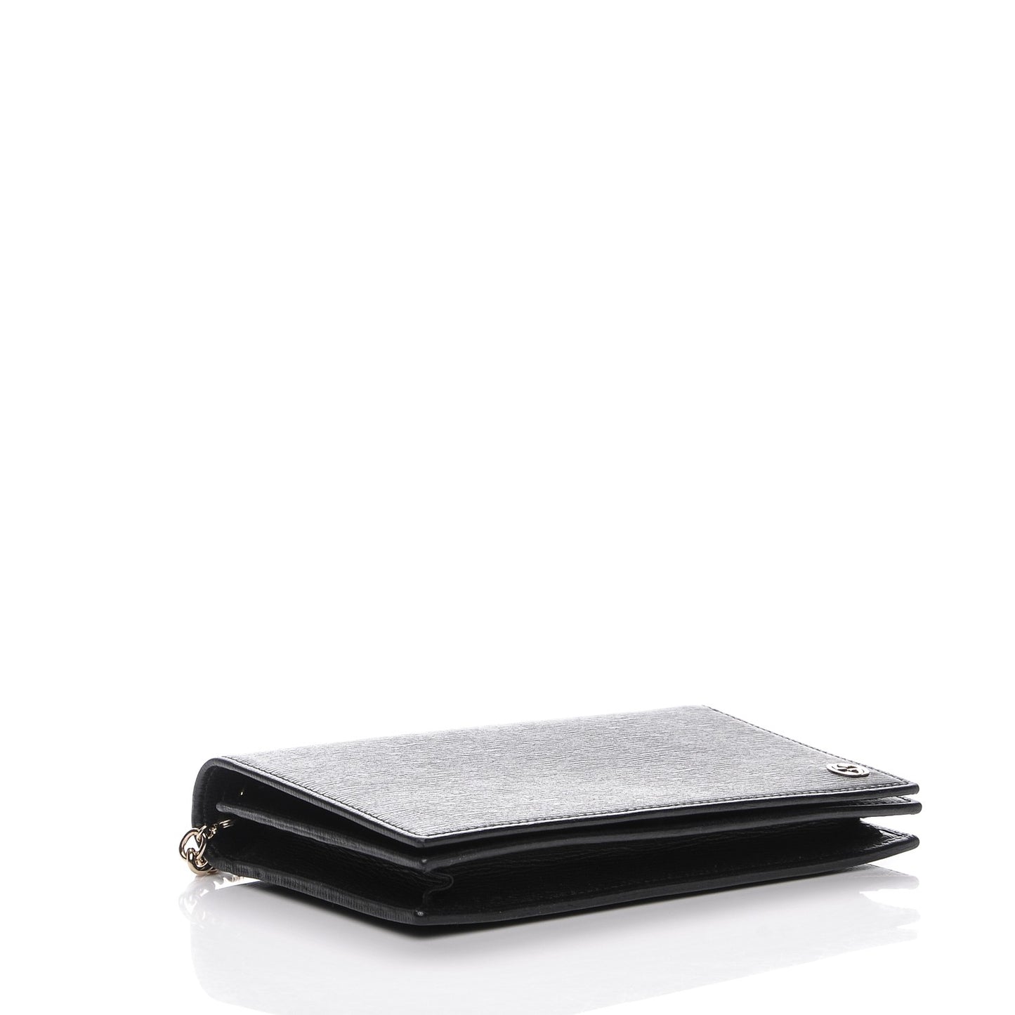 Textured Calfskin Medium Betty Chain Wallet Black