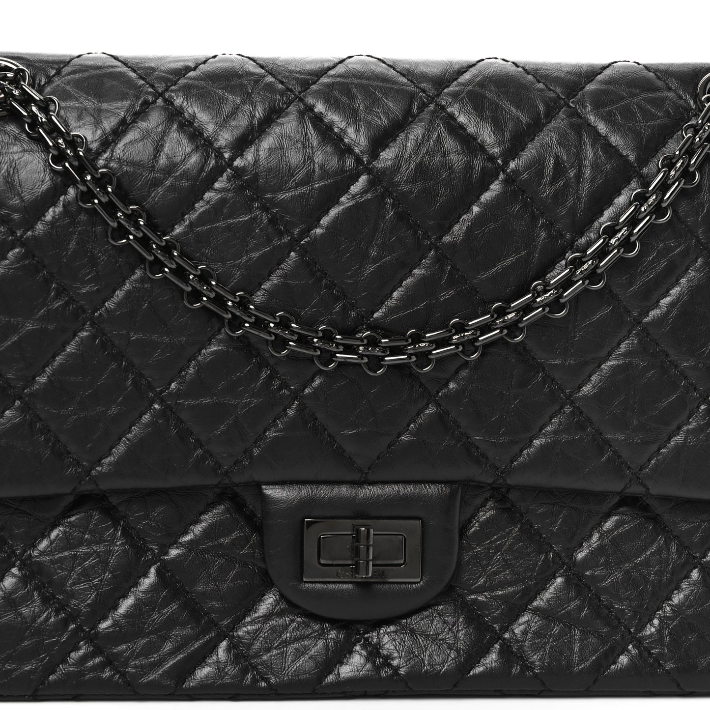 Aged Calfskin Quilted 2.55 Reissue 226 Flap So Black