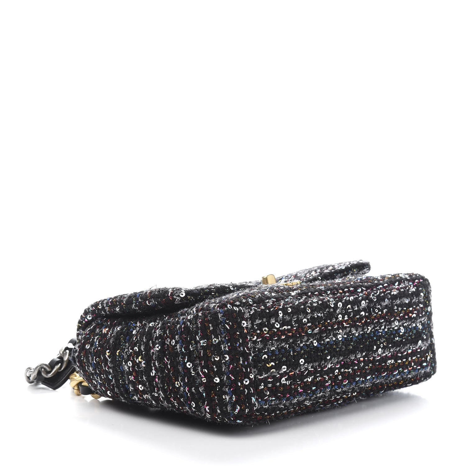 Chanel Tweed Sequin Quilted Medium 19 Flap Black Multicolor 4 of 11