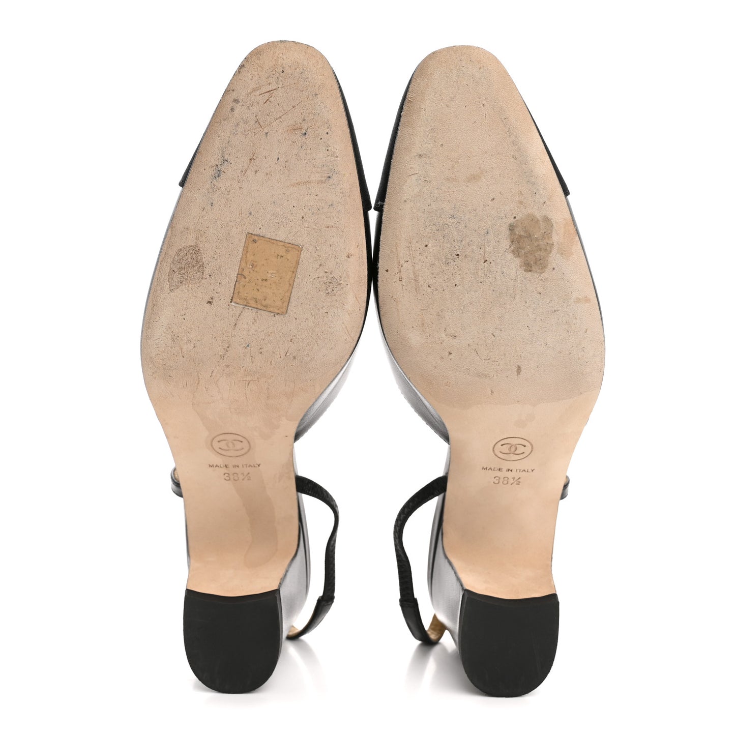 Goatskin Grosgrain Cap Toe CC Slingback Pumps 38.5 Black