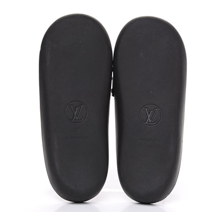 Louis Vuitton Patent Sunbath Flower Slide Sandals 37 Black 6 of 8