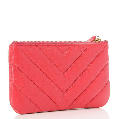 Chanel Caviar Chevron Quilted Small Ancient Greek Charms Cosmetic Case Dark Pink 3 of 8