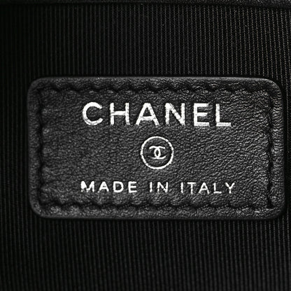 Chanel Calfskin Chain 20s Signe Medium Cosmetic Case Black 6 of 10