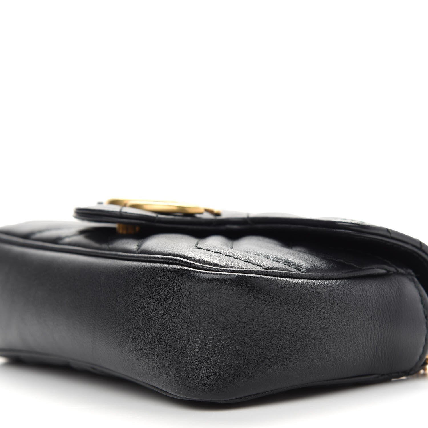 Gucci Calfskin Matelasse Super Mini GG Marmont Shoulder Bag Black 9 of 10