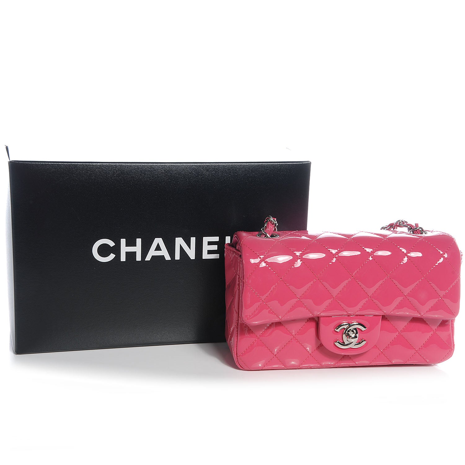 Chanel Patent Quilted Mini Flap Fuchsia 5 of 9