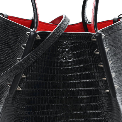 Christian Louboutin Crocodile Embossed Calfskin Spiked Mini Cabarock Shopper Tote Black 7 of 10