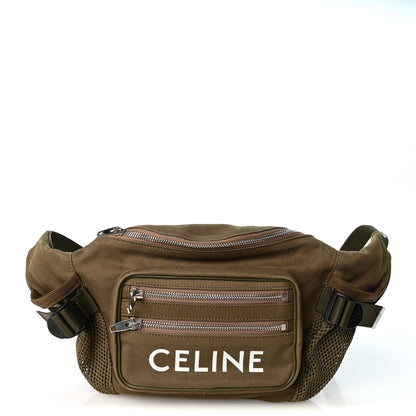 Celine Cotton Gabardine Logo Print Trekking Belt Bag Khaki 1 of 8
