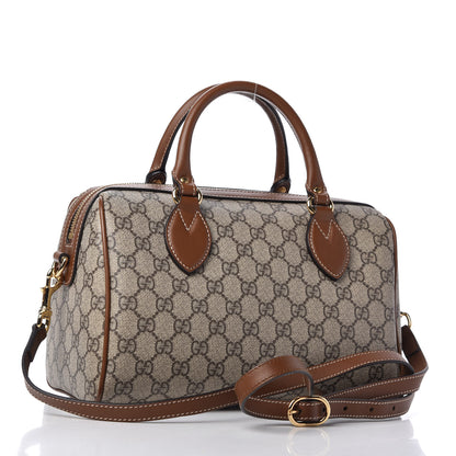 Gucci GG Supreme Monogram Embroidered Small Boston Brown 3 of 11