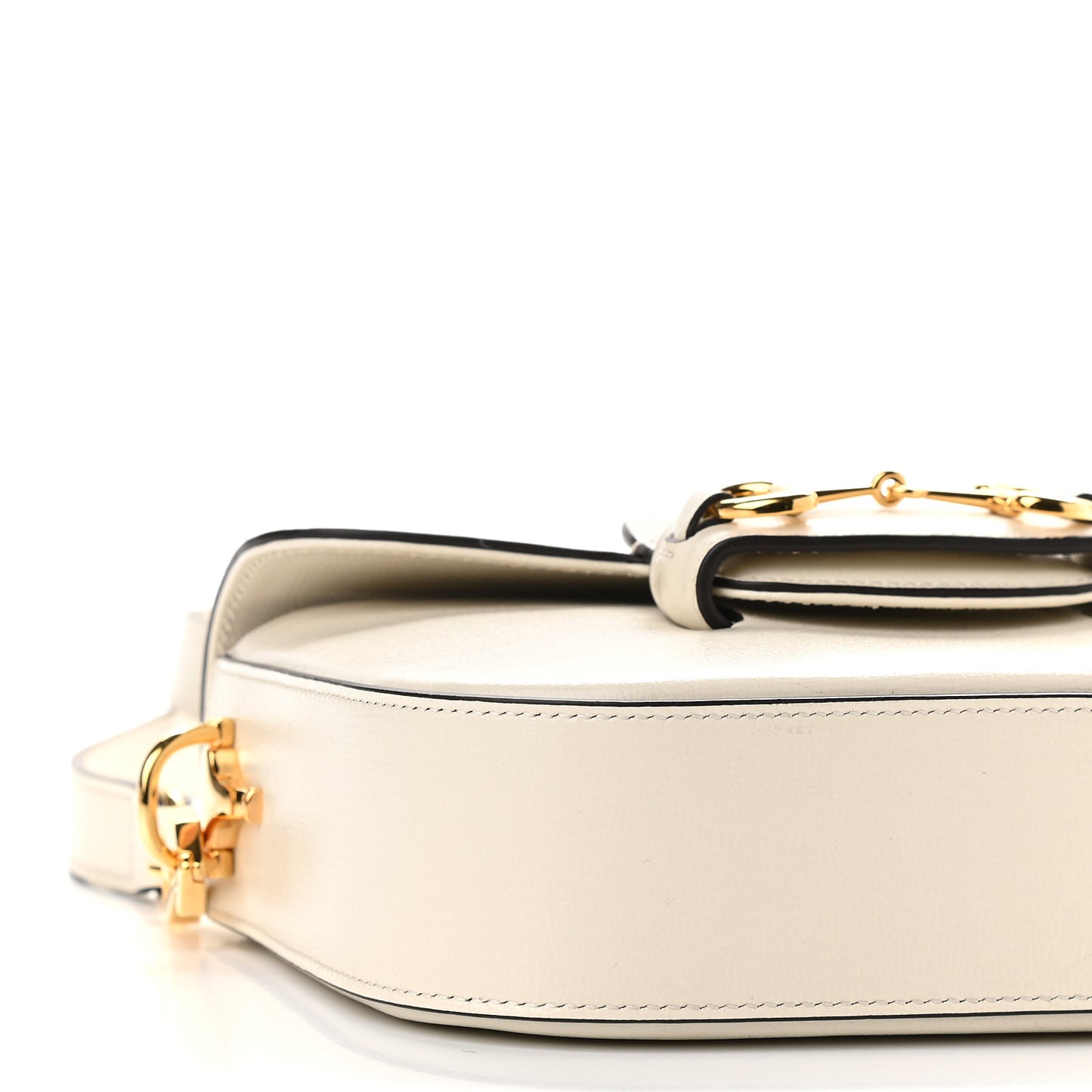 Azalea Calfskin Web Mini Horsebit 1955 Shoulder Bag Mystic White