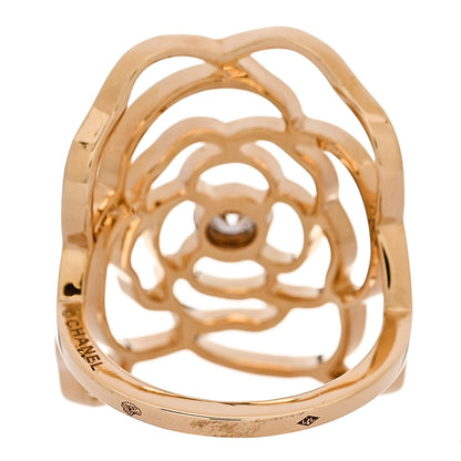 Chanel 18K Yellow Gold Diamond Petales de Camellia Ring 53 6.5 4 of 7