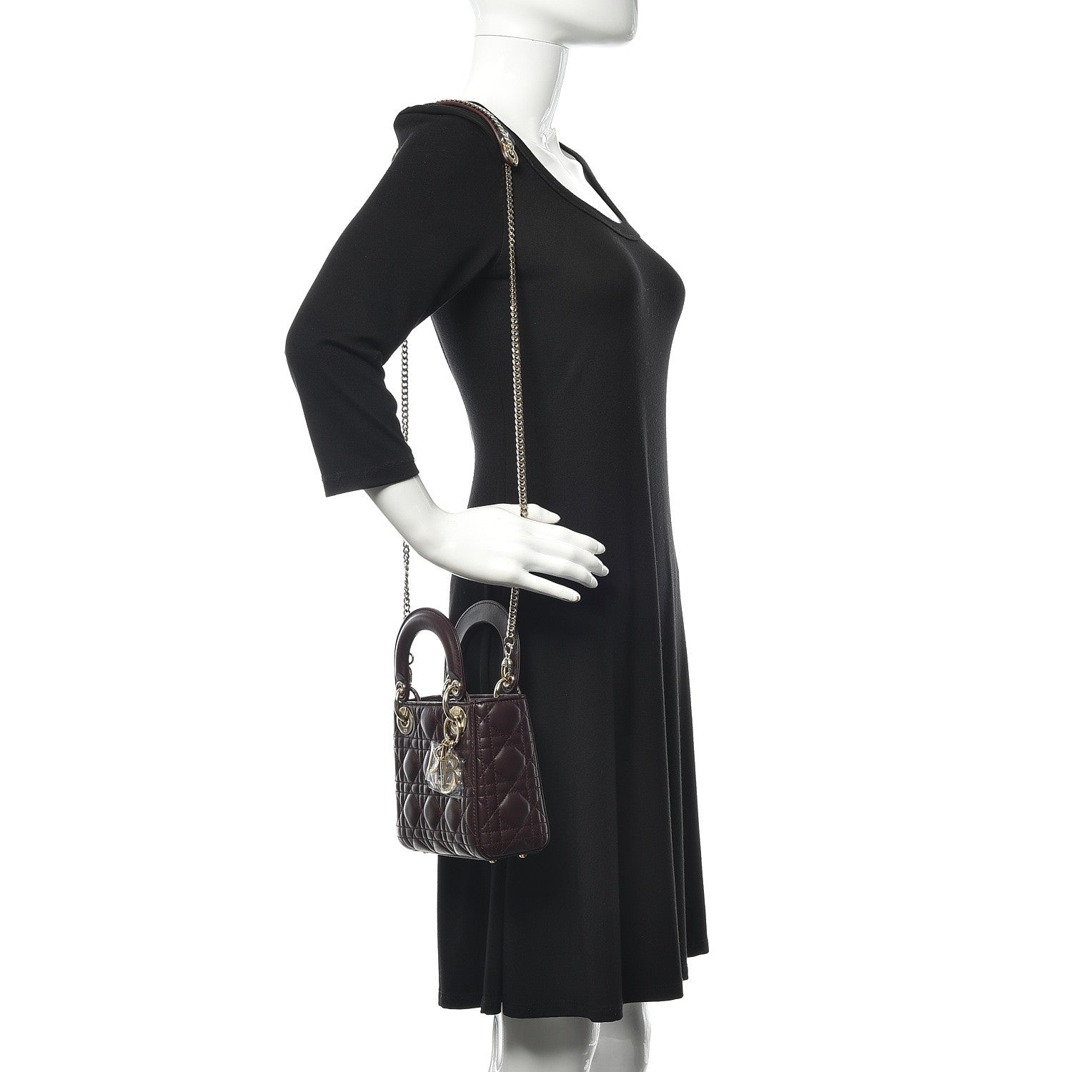 Christian Dior Lambskin Cannage Mini Lady Dior Plum 2 of 12
