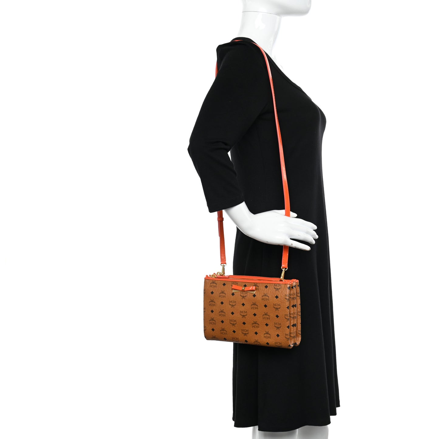 Visetos Patent Mina Crossbody Pouch Cognac Orange