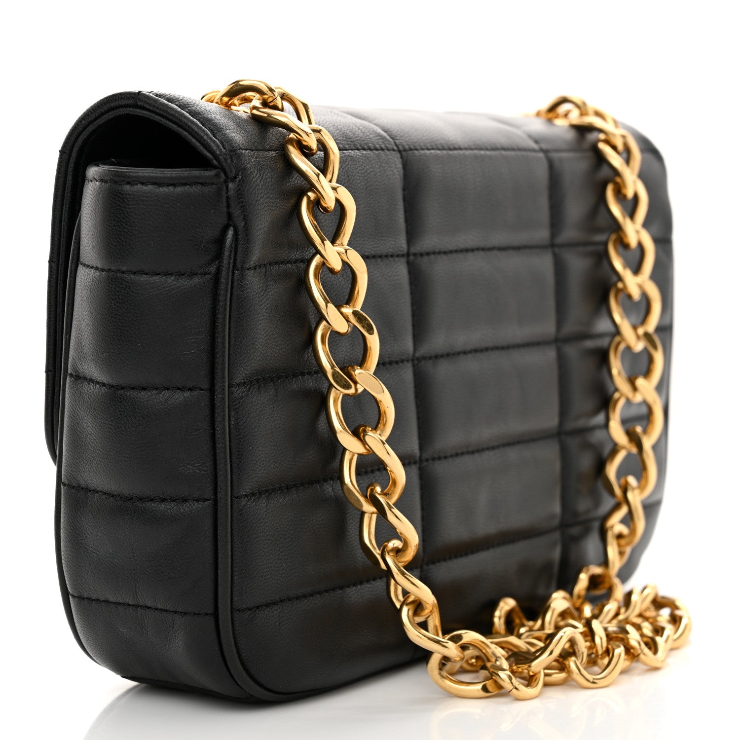 Celine Goatskin Matelasse Chain Shoulder Bag Black 3 of 17