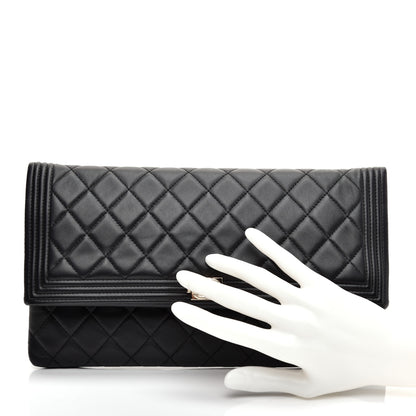 Chanel Lambskin Quilted Beauty CC Boy Clutch Black 2 of 9