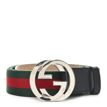 Gucci Calfskin Web Interlocking G Belt 115 46 Black 1 of 5