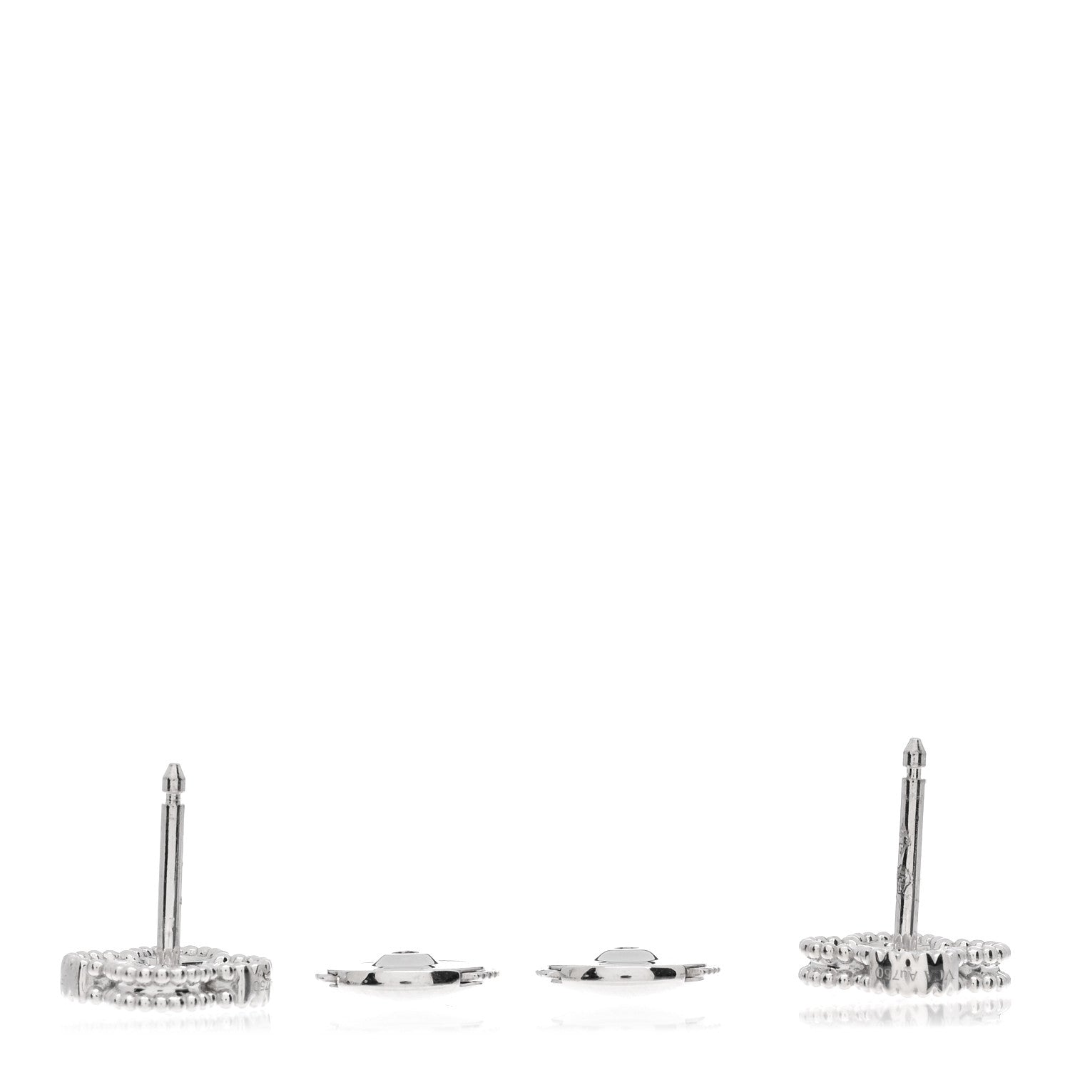 Van Cleef & Arpels 18K White Gold Diamond Sweet Alhambra Earrings 3 of 4