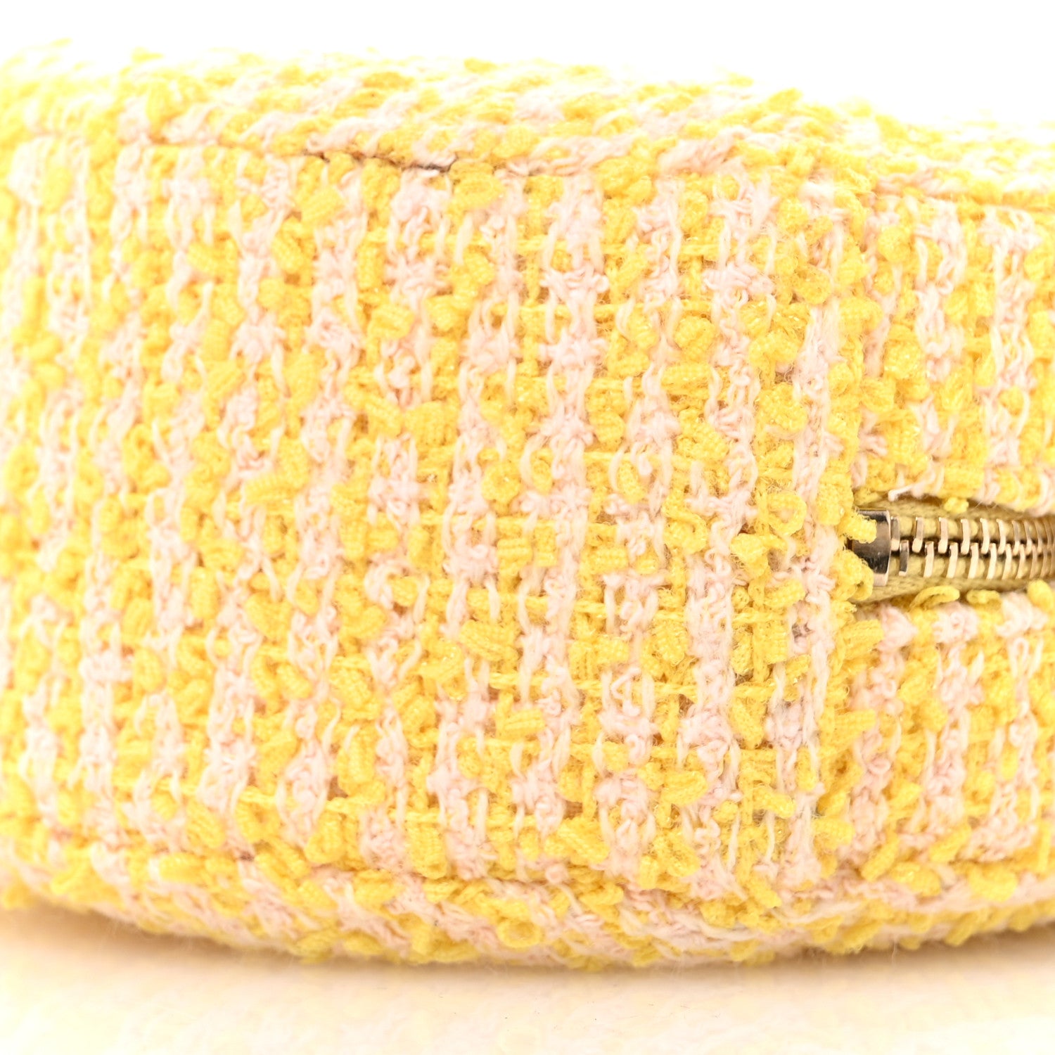 Chanel Wool Tweed Lambskin Quilted Chanel 19 Round Clutch With Chain Yellow Pink 10 of 10