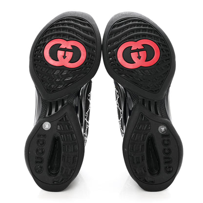 Gucci Tela Retino Mesh Crystal Suede GG Monogram Womens Gucci Run Sneakers 38 Black Silver 5 of 8