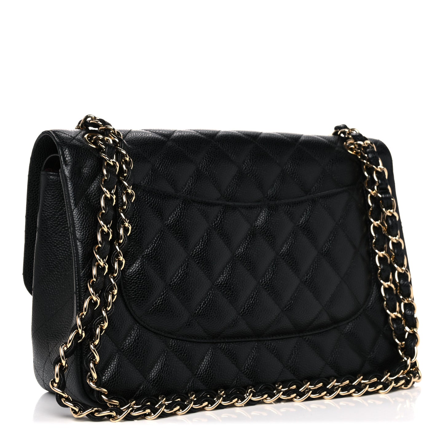 Caviar Quilted Jumbo Double Flap Black