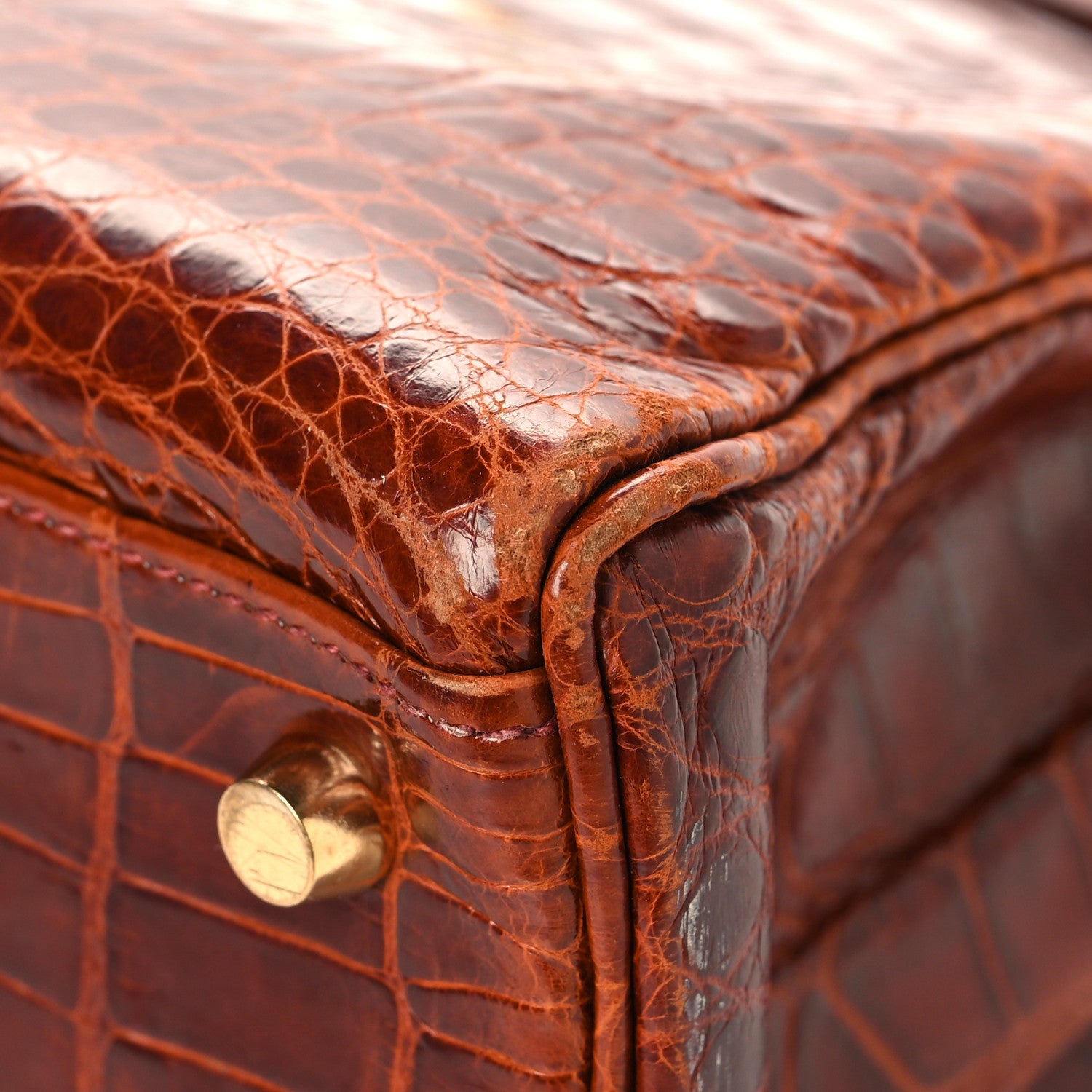 Hermes Shiny Alligator Kelly Retourne 32 Miel 9 of 12