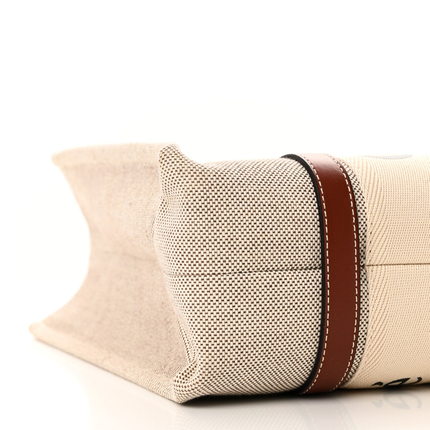 Cotton Calfskin Medium Woody Ribbon Tote White Brown
