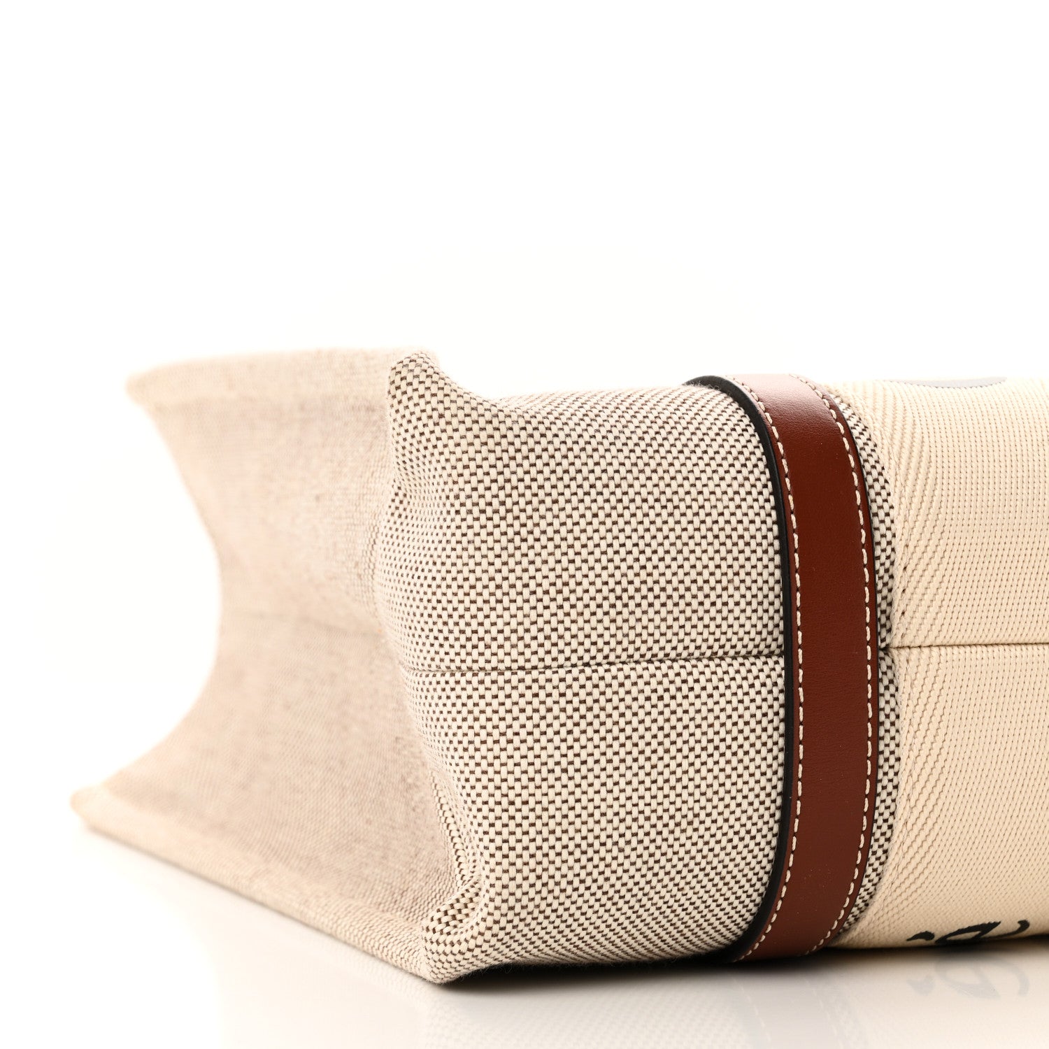 Chloe Cotton Calfskin Medium Woody Ribbon Tote White Brown 8 of 9