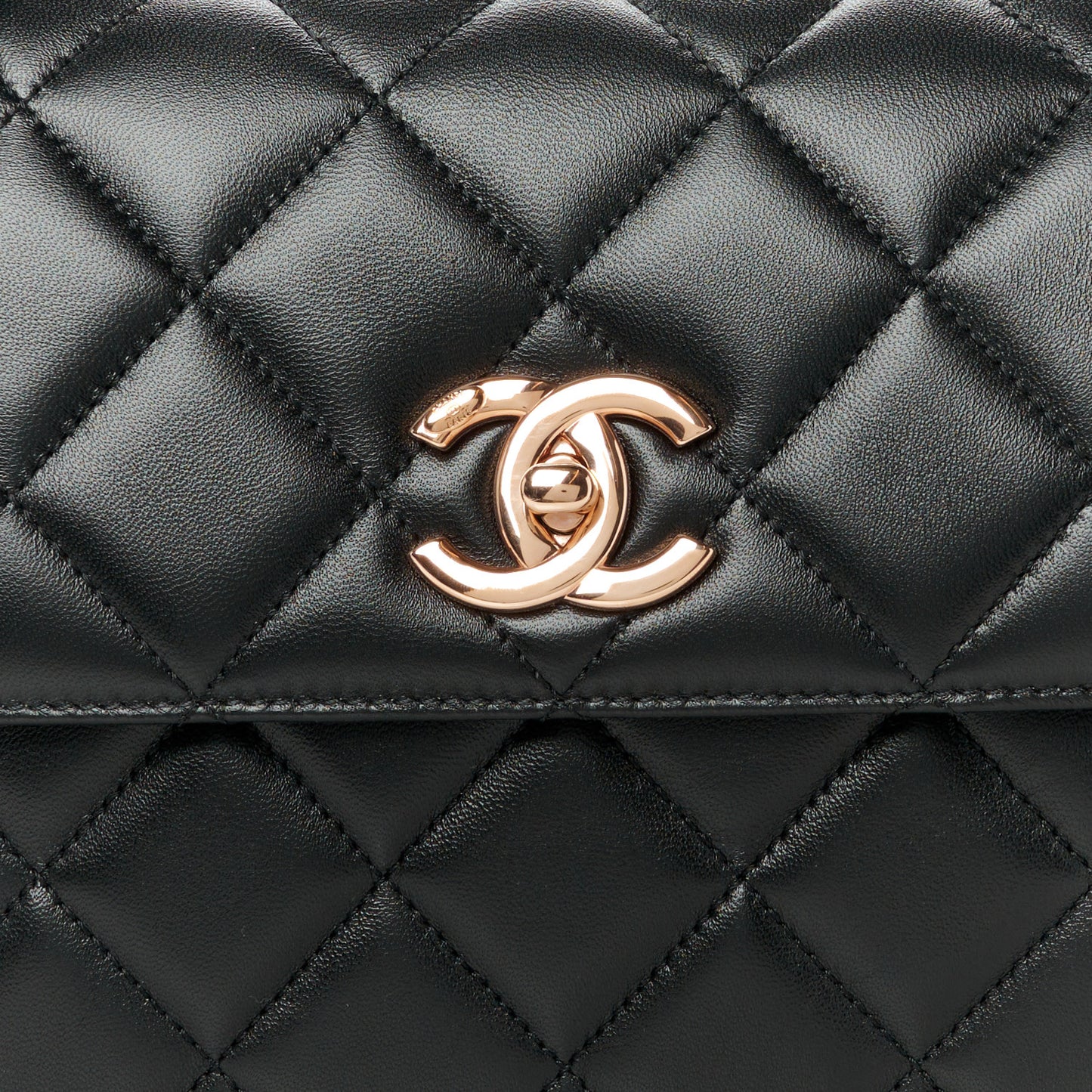 Lambskin Quilted Small Trendy CC Dual Handle Flap Bag Black