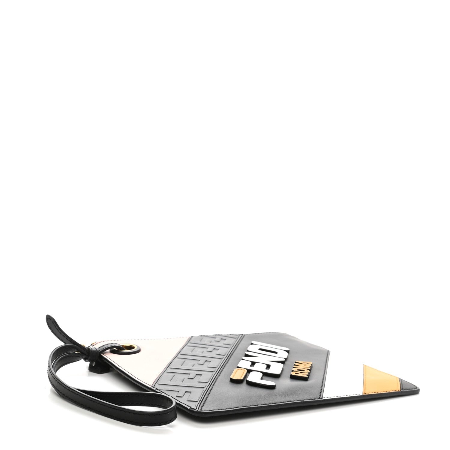Fendi X FILA Vitello Century Mania FF 1974 Embossed Mania Small Flat Clutch Black Confetto Multicolor 4 of 8